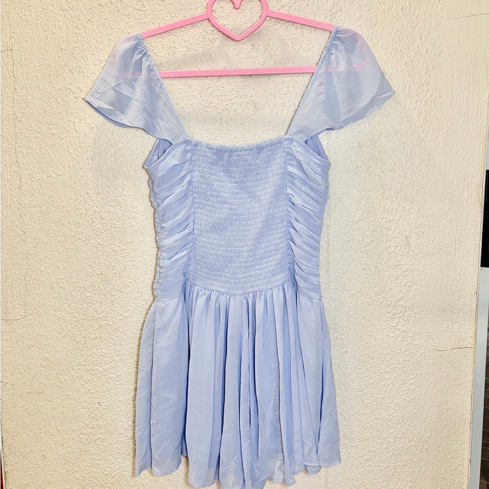 Kimchi Blue Pastel Blue Balletcore Romper Chiffon Ruched Coquette Small New - Picture 6 of 7